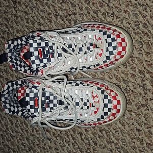 FILA Women's Disruptor II Checker Sneakers White/Navy-Blue/Red